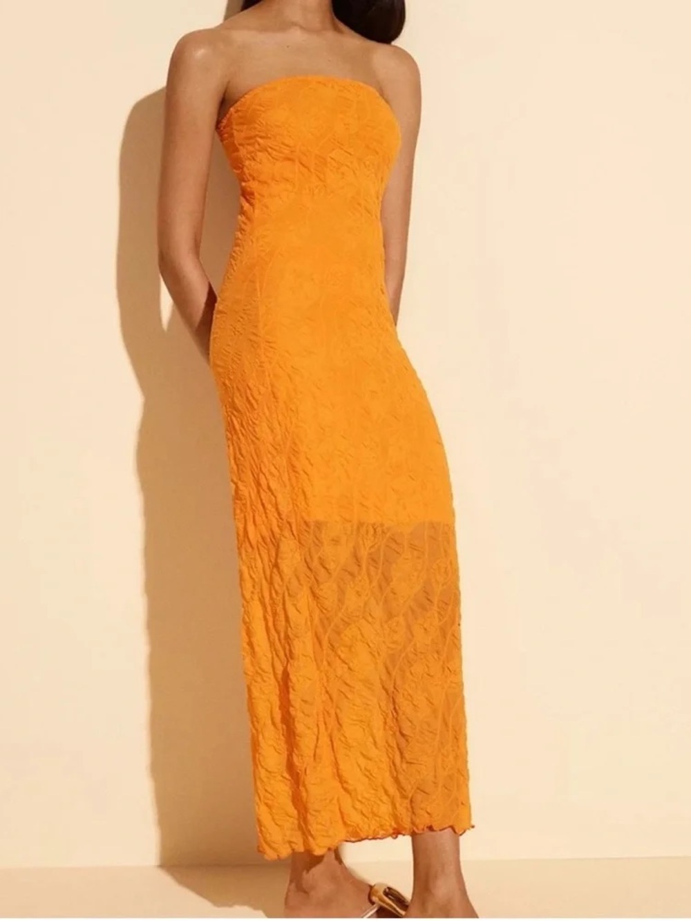 Anthropologie Strapless Textured Knit Slip Midi Dress